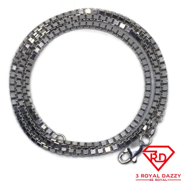 Cube Box Chain 16 inch Necklace 14K White Gold - Picture 1 of 3